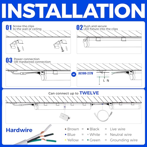 T5 LED Ceiling Light Fixtures (5000k Daylight White / 2 Feet)