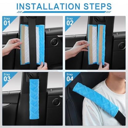 2 Pack Universal Car Seat Belt Pads Cover for A More Comfortable Driving (blue)
