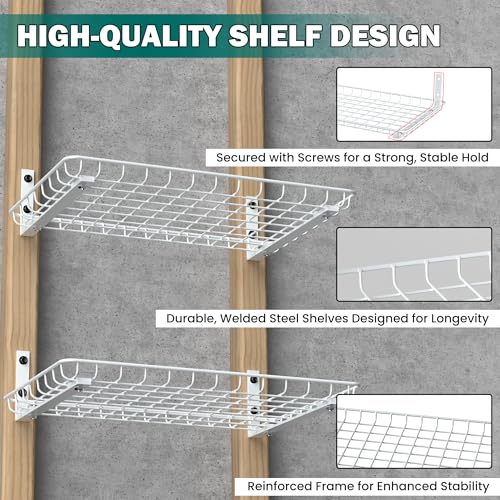 Garage Wall Shelves 12x18 Inch (White / 18X 12inch)