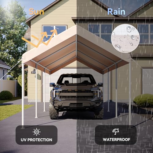 10x20 FT Carport (Khaki / 10x20 FT)