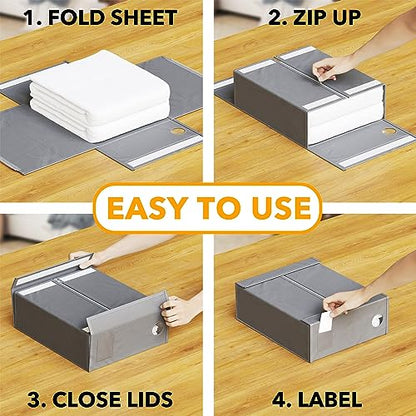 6 Pack Bed Sheet Organizers and Storage (6 pcs / Gray)