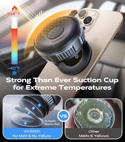 Upgraded Car Phone Holder for Magsafe Car Mount [Strongest Suction] (Translucent Black)