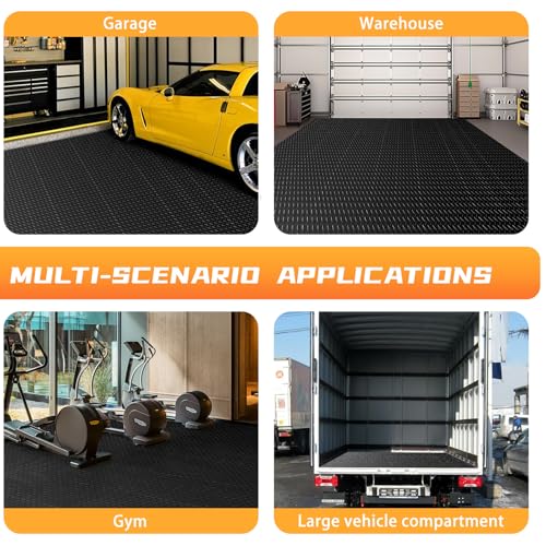 2.5mm Thickened 5Ft x 7.5Ft Garage Floor Mat Rubber Flooring Roll (5Ft x 7.5Ft--Black)