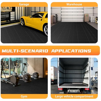 2.5mm Thickened 5Ft x 7.5Ft Garage Floor Mat Rubber Flooring Roll (5Ft x 7.5Ft--Black)