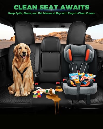 for Jeep Wrangler Leather Custom Car Seat Covers Full Set 4 Door (Black / JL 18-26 4Door With Rear Cup Holder)