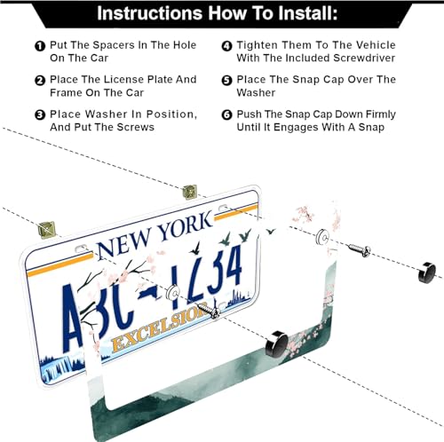Mountains Cherry Blossom License Plate Frames (Mountains Cherry Blossom)