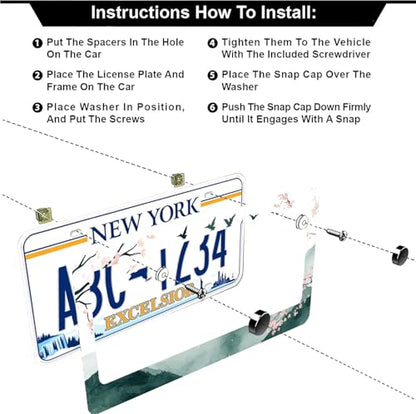 Mountains Cherry Blossom License Plate Frames (Mountains Cherry Blossom)