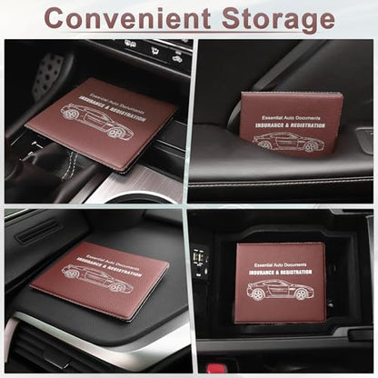 Car Registration and Insurance Card Holder (Lychee pattern Brown)