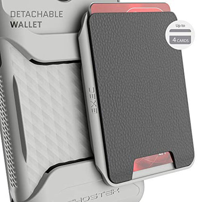 Exec Magnetic Wallet Pixel 5a Case with Card Holder Perfect for Car Mounts Leather Pocket Holds 4 Credit Cards Removable for Wireless Charging Compatible 2021 Google Pixel5a (Pixel 5a / Gray)