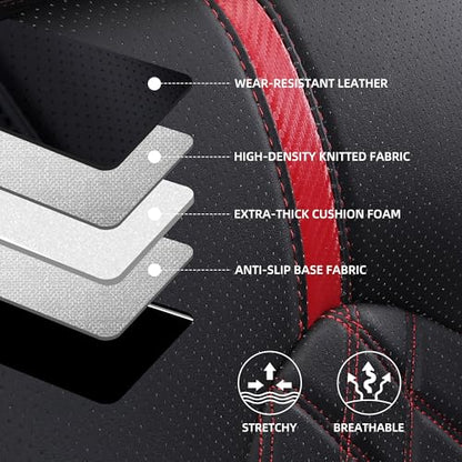 Custom Fit Camry Seat Covers for 2018 (Black with Red Sport / 2018-2024 Camry Gas)