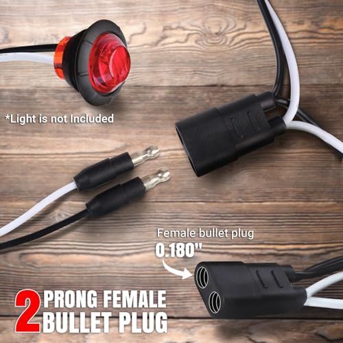 100 Count 2 Prong Wire Harness Roll Double Female Bullet Plug 18 Gauge (100 Count - 6.5" Spacing)