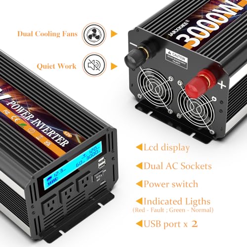 3000W Power Inverter 12V DC to AC 110V (12v-3000W)