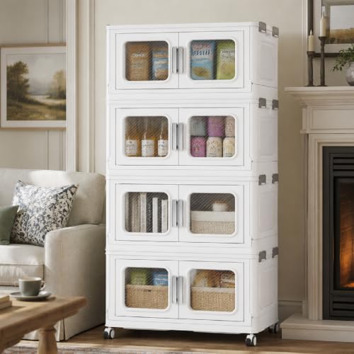 240 Qt Extra Large Stackable Storage Bin with Lids (White / 60QT-4pack)