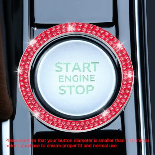 2 PCS Crystal Double Rhinestone Car Engine Start Stop Decoration Ring (Double Red)