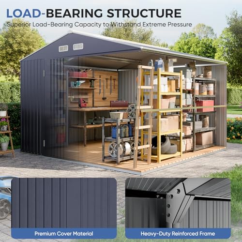 10x10 FT Metal Storage Shed with Reinforced Frame (10x10 FT)