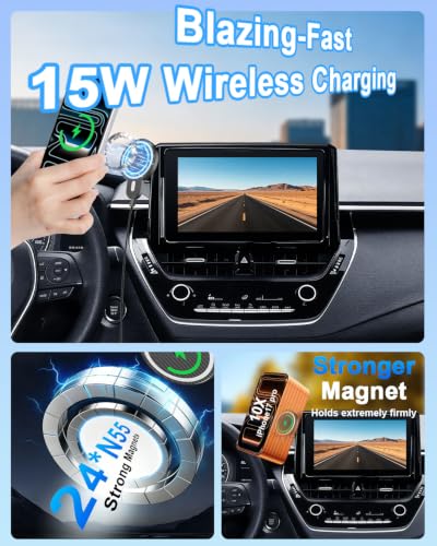 Car Phone Mount for 2019 (Corolla 2019-2026/Corolla Cross 2022-2026 (8 inch) / Magsafe+ Wireless Charger)