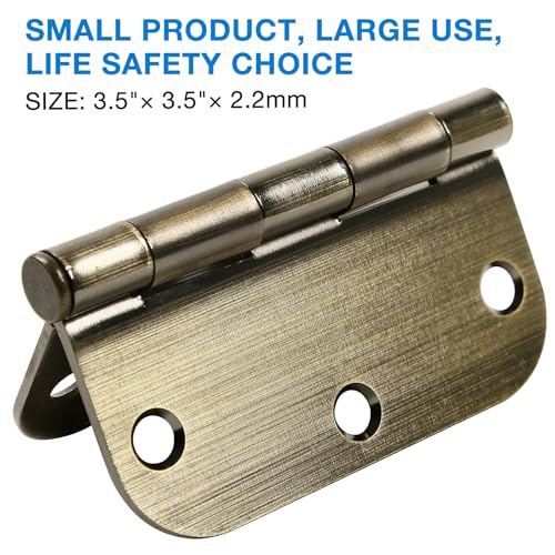 Rounded Door Hinges 3.5" X 3 1 (Antique Brass-Rounded / 3 Pack-no squeak)