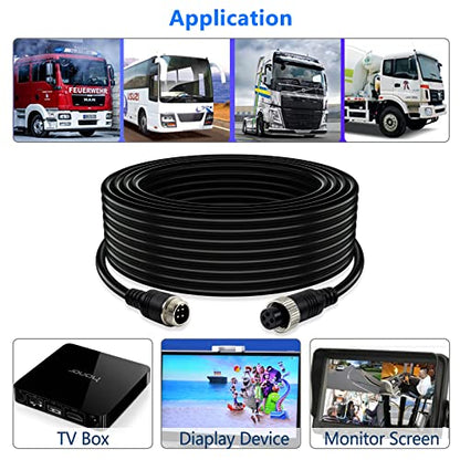 Car Video 4 Pin Aviation Extension Cable 65.6Ft (65.6Ft/20M)