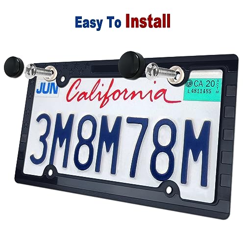 License Plate Frames American Flag (Black-Plastic-2P)
