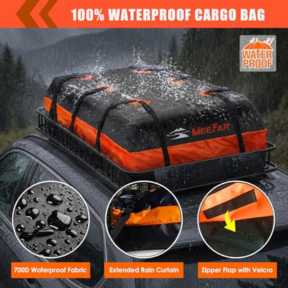 Roof Rack Rooftop Cargo Carrier Basket 65"*39"*6"+Waterproof Bag 20 Cu.Ft (65"*39"*6")