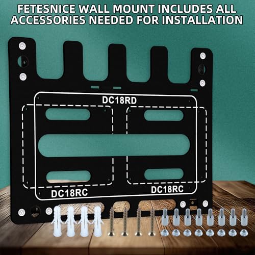 Wall Mount for Makita Battery Holder and DC18RC DC18RD Chargers (Black)