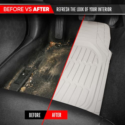 MotorTrend FlexTough White Car Floor Mats Rubber All Weather Automotive 2pc (2pc Front (Sedan, Compact) / White)
