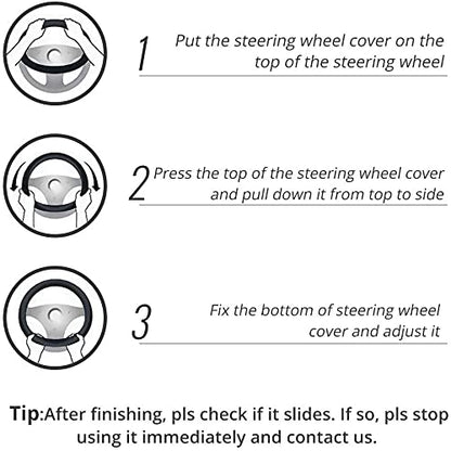 Microfiber Leather Steering Wheel Cover (Blue)