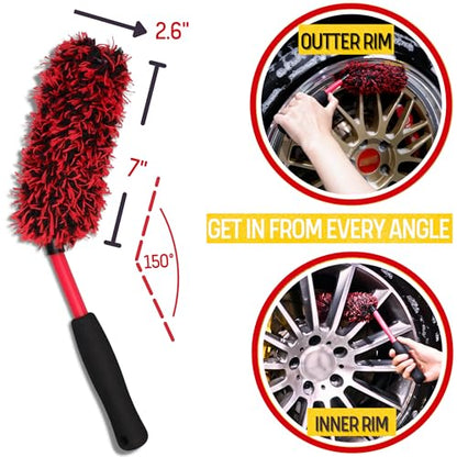 Microfiber Wheel Brush Kit (5-Pack / Red/Black)