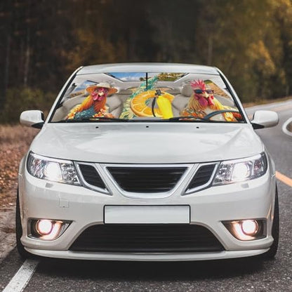 Funny Rooster Chicken Car Windshield Sunshade Umbrella Foldable (57X31 Inch / Color-0705-6)