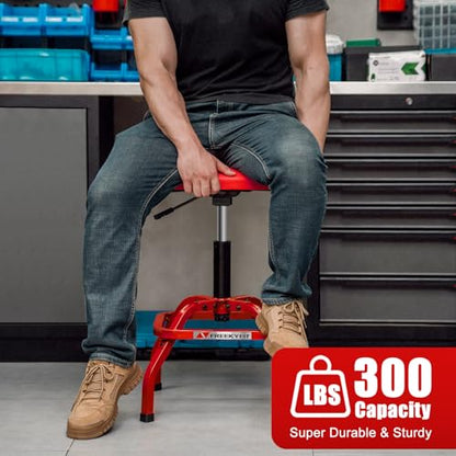 Shop Stool with Backrest (Red)