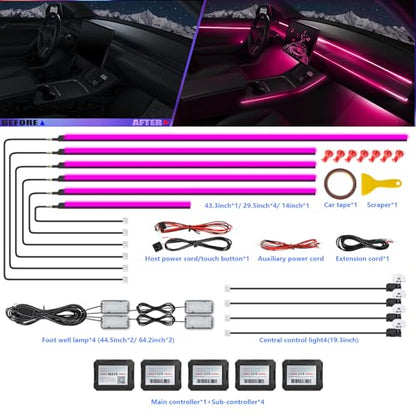 Acrylic Interior Car LED Strip Light with Wireless APP (RGB color 14 in 1)