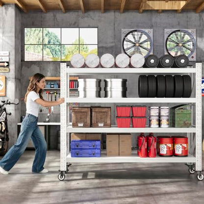 55.1” Wide Heavy Duty Metal Garage Shelving (White / 55.1"Wx23.6"Dx75.6"H)