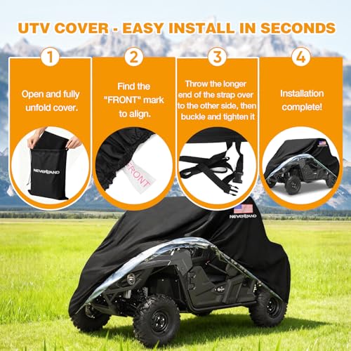 UTV Cover Heavy Duty 300D Waterproof Outdoor Storage 2 (up to 114"L (American Flag))
