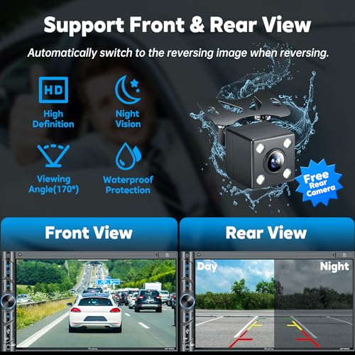 Upgrade Wireless Double Din Car Stereo with Carplay (Black Wireless Car Stereo)
