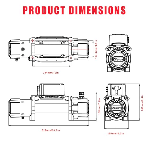 10000 lb. Waterproof IP68 Electric Winch (10000lb Black)