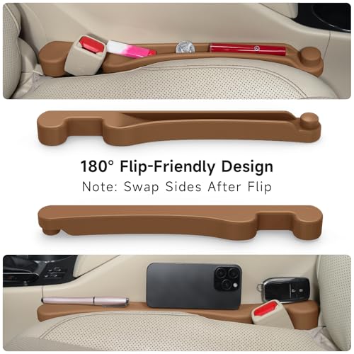 Car Seat Gap Filler Organizer 2Pack Soft Foam 3IN1 Multifunctional (Mocha Brown / Narrow)