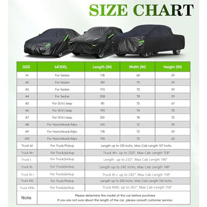 Waterproof Hatchback Car Cover All Weather (A9-Fit hatchback length ( up to 178") / black)