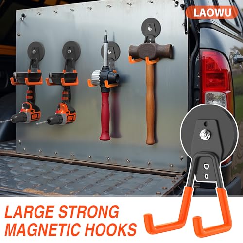 4Pcs Magnetic Hooks Heavy Duty (2.6in Magnet-4 Pack-Orange)