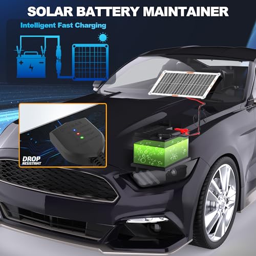 White Portable 10W 12V Solar Car Battery Charger Maintainer (10W)