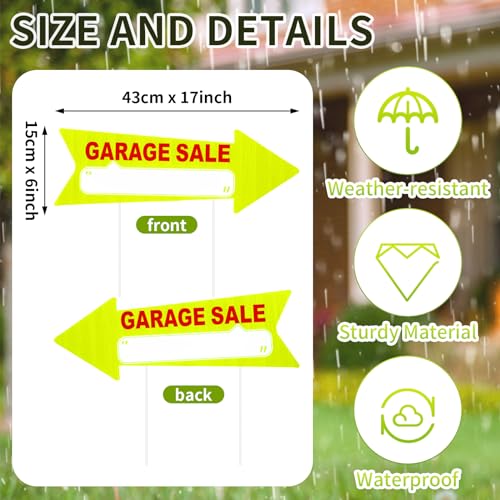 12 Pcs Garage Sale Signs with Stakes Double Sided (Yellow and Red)