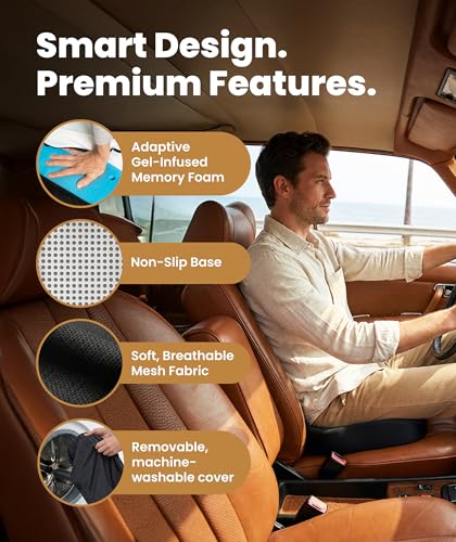 Doctor Recommended Memory Foam Seat Cushion for Office Chairs & Car (Black Airflow / Large)