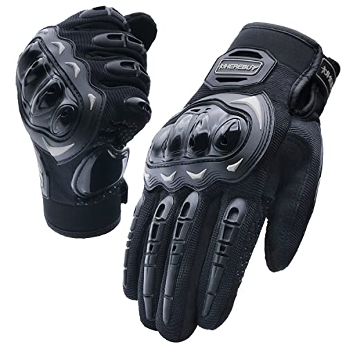Motorcycle Gloves Touch Screen Full Finger Riding Gloves Knuckle Protection for Men and Women for Dirt Riding (Black / X-Large)