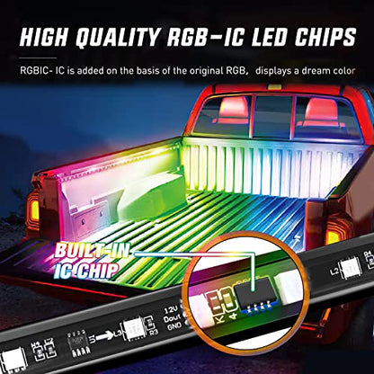 Truck Bed Light Strip RGB (2Pcs 60Inch RGBIC Bed Strip w/Remote+APP)