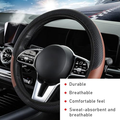 Car Steering Wheel Cover (Black+Coffee, AD)
