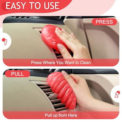 Car Cleaning Gel Car Cleaning Putty Car Putty Car Interior Cleaner Car Slime Car Detailing Kit Car Accessories Gifts for Men Women Stocking Stuffers Red (A Red)