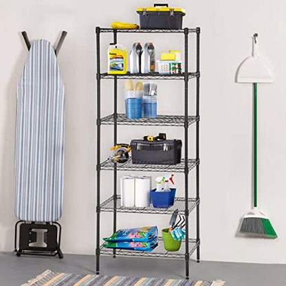 6 Tier Wire Shelf (Black / 13"D x 23"W x 59"H)