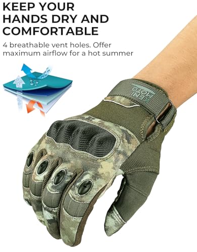 Camo Tactical Gloves for Men (Camouflage, Microfiber Protection / Large)
