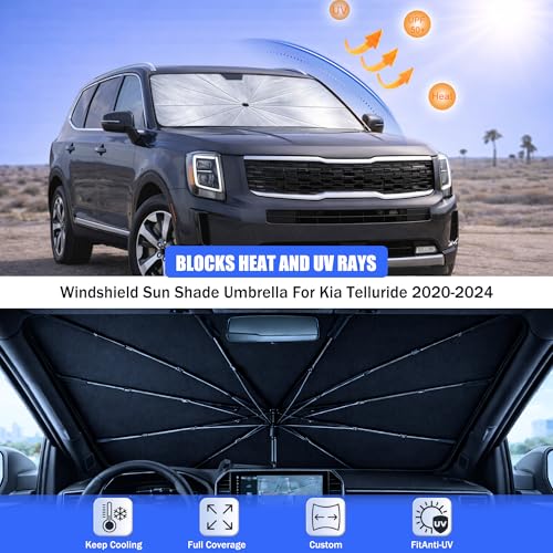 Car Windshield Sun Shade Umbrella for Kia Telluride 2020 (For Kia Telluride 2020-2024)