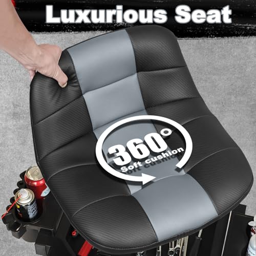 Rolling Stool with Wheels (Carbon Fiber Gray)