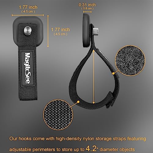 2 Pack Heavy Duty Magnetic Hook Straps for Extension Cords (Black-8:2 Pcs)